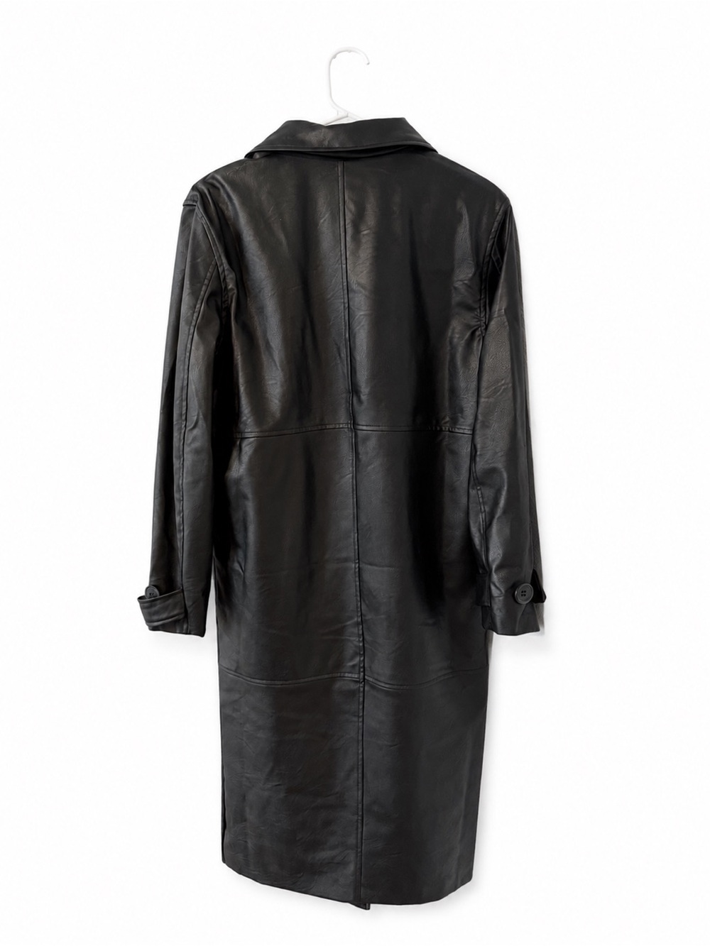 Fashion Nova Black Faux Leather Trench Coat